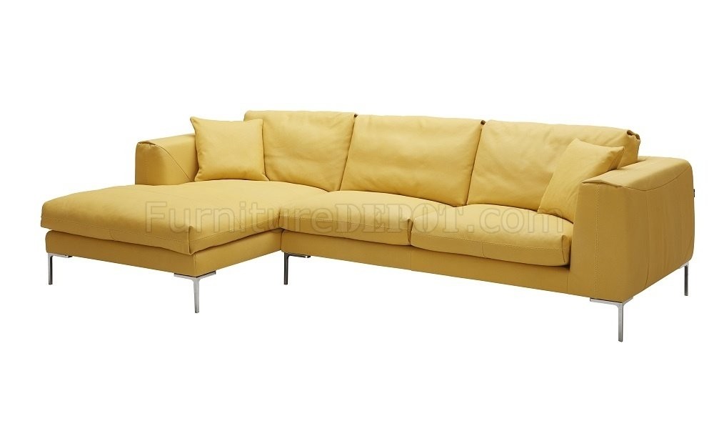 Soleil sectional sofa in yellow premium leather by j m