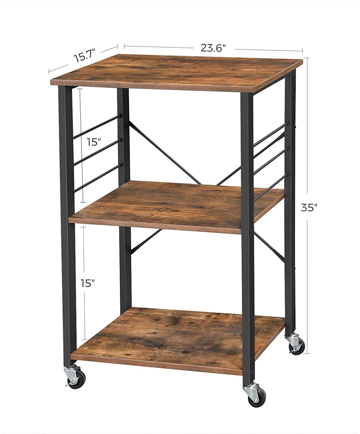 Standing bakers racks microwave oven stand rustic brown 2