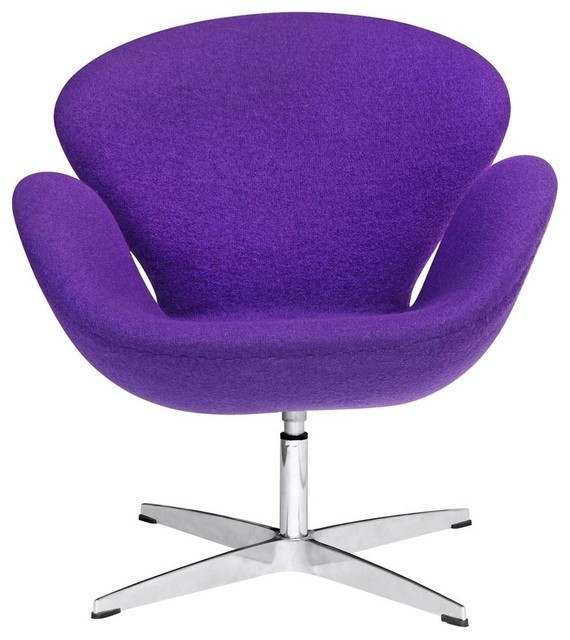 Swivel swan chair in purple contemporary armchairs and