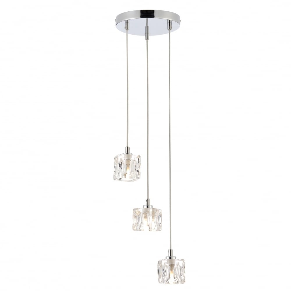 Thlc modern three light ice cube spiral cluster ceiling