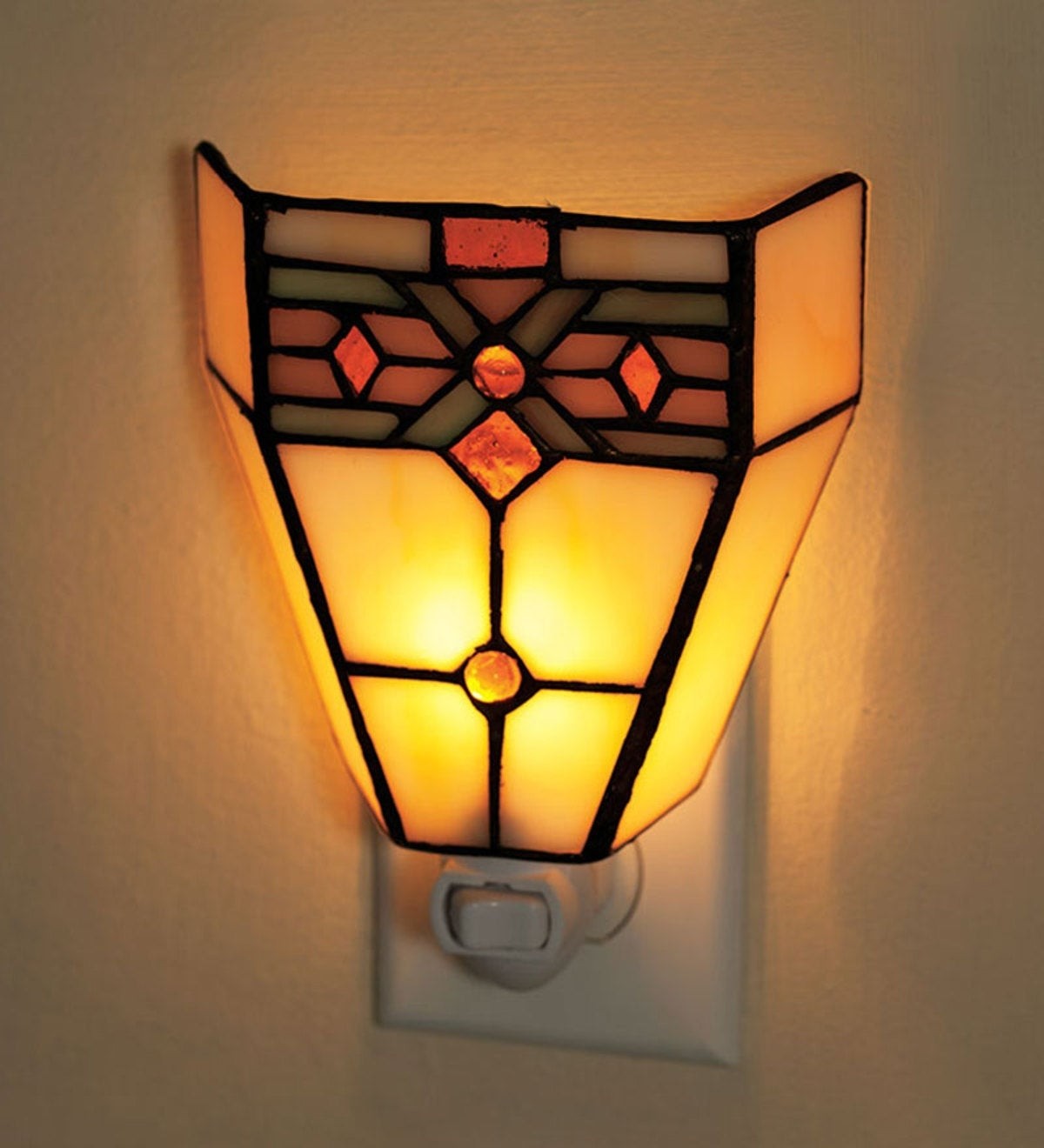 Tiffany style stained glass mission style night light