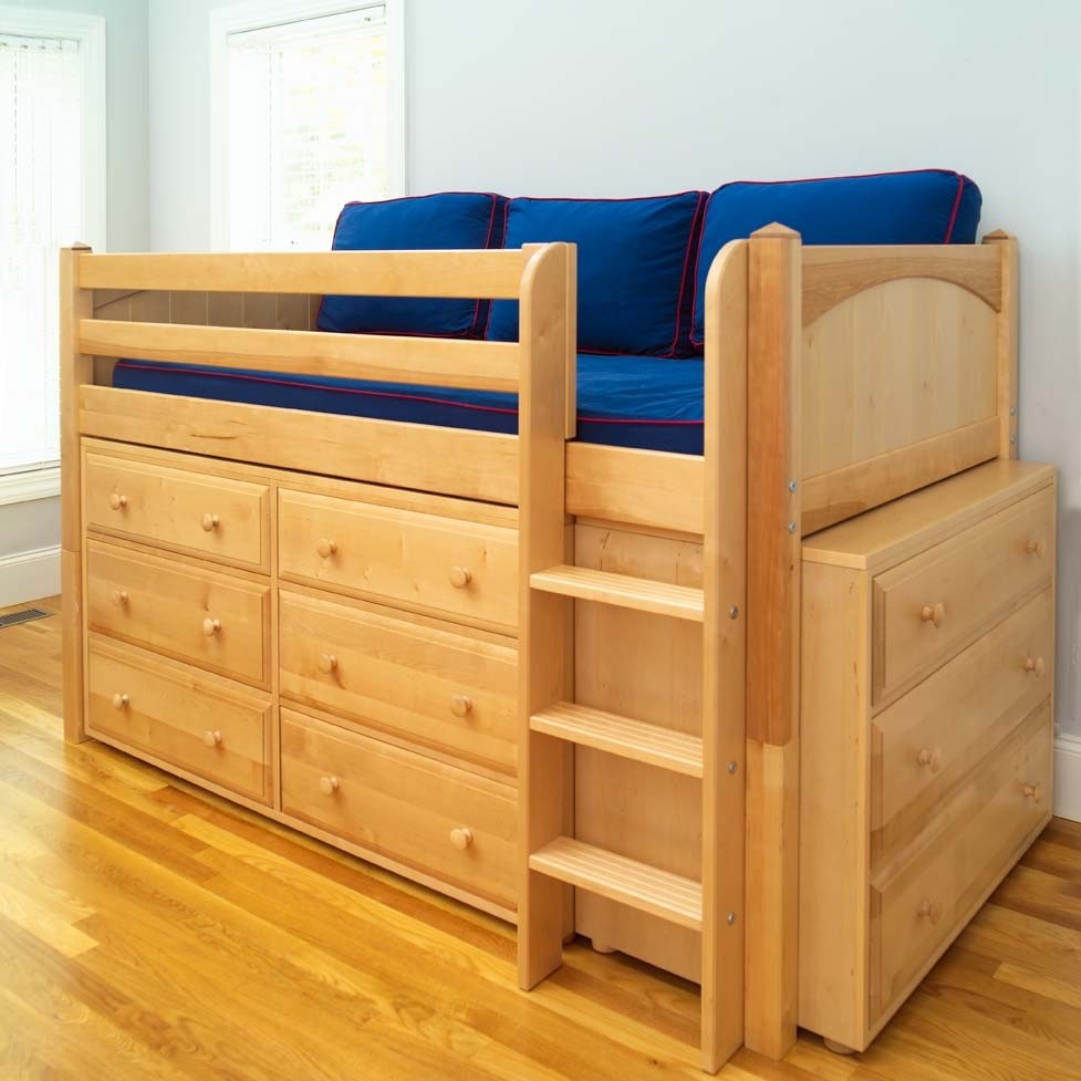 Twin low loft bed with built in dressers by maxtrix