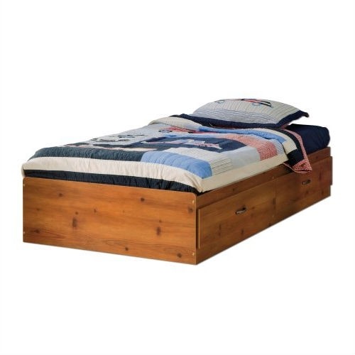 Twin size platform bed daybed with storage drawers in pine