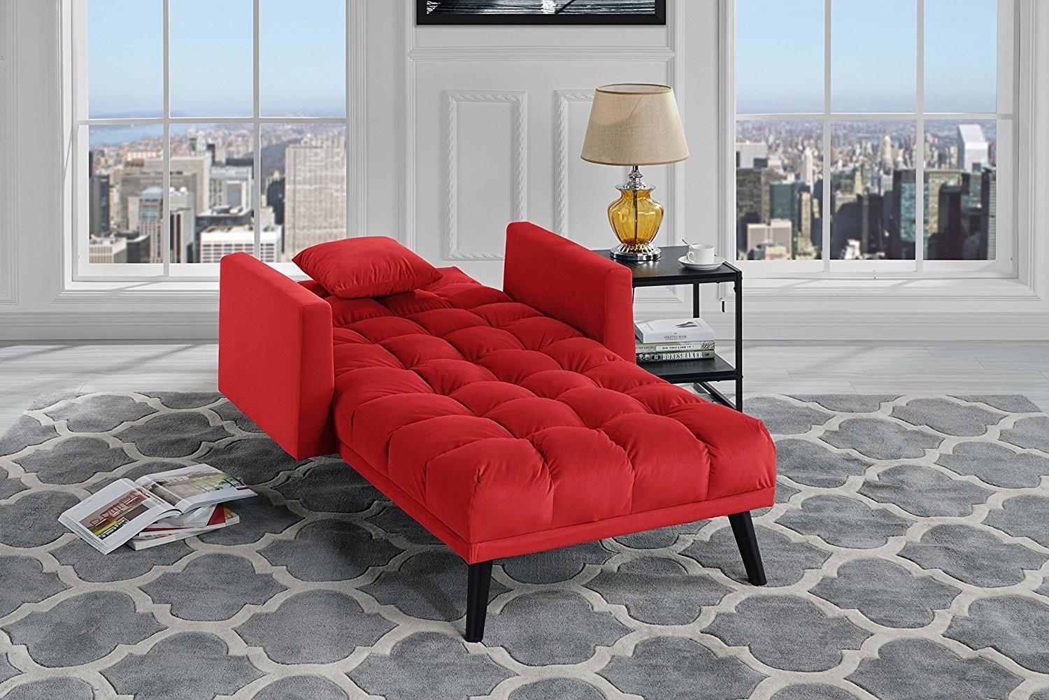 Velvet fabric recliner elegant sleeper chaise lounge