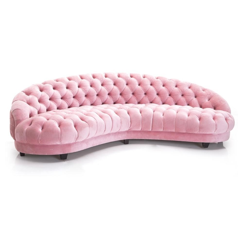 Velvet tufted sofa pink modernica props