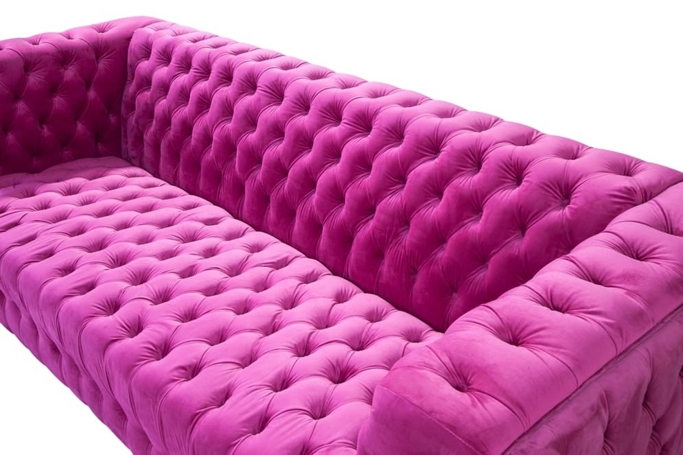 Vicenza pink velvet tufted sofa shayna rose interiors 1