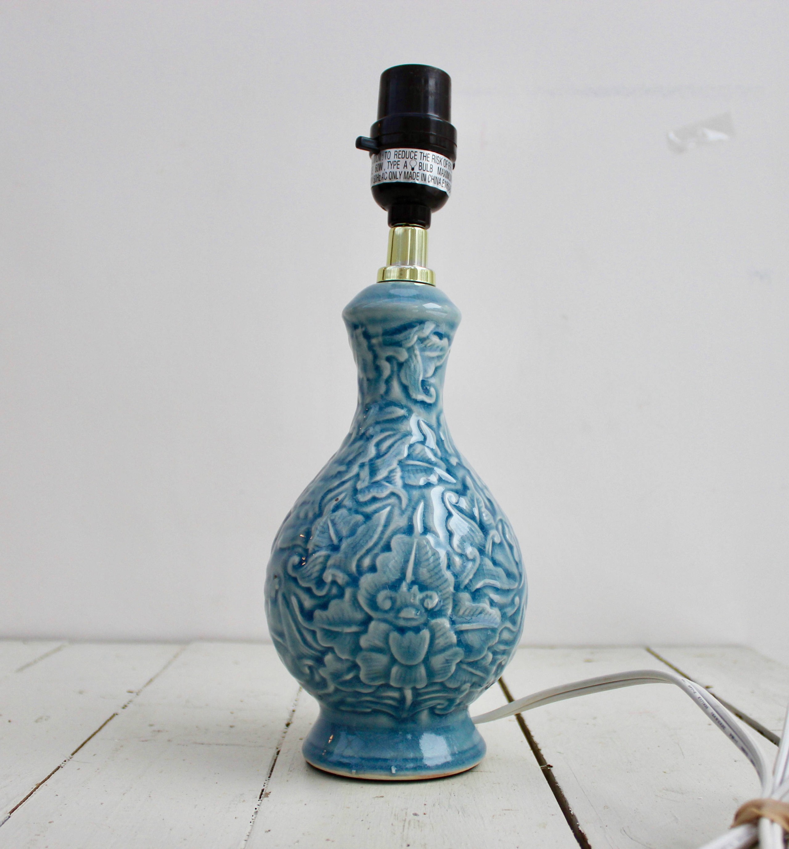 Vintage blue ceramic lamp vintage blue table lamp small