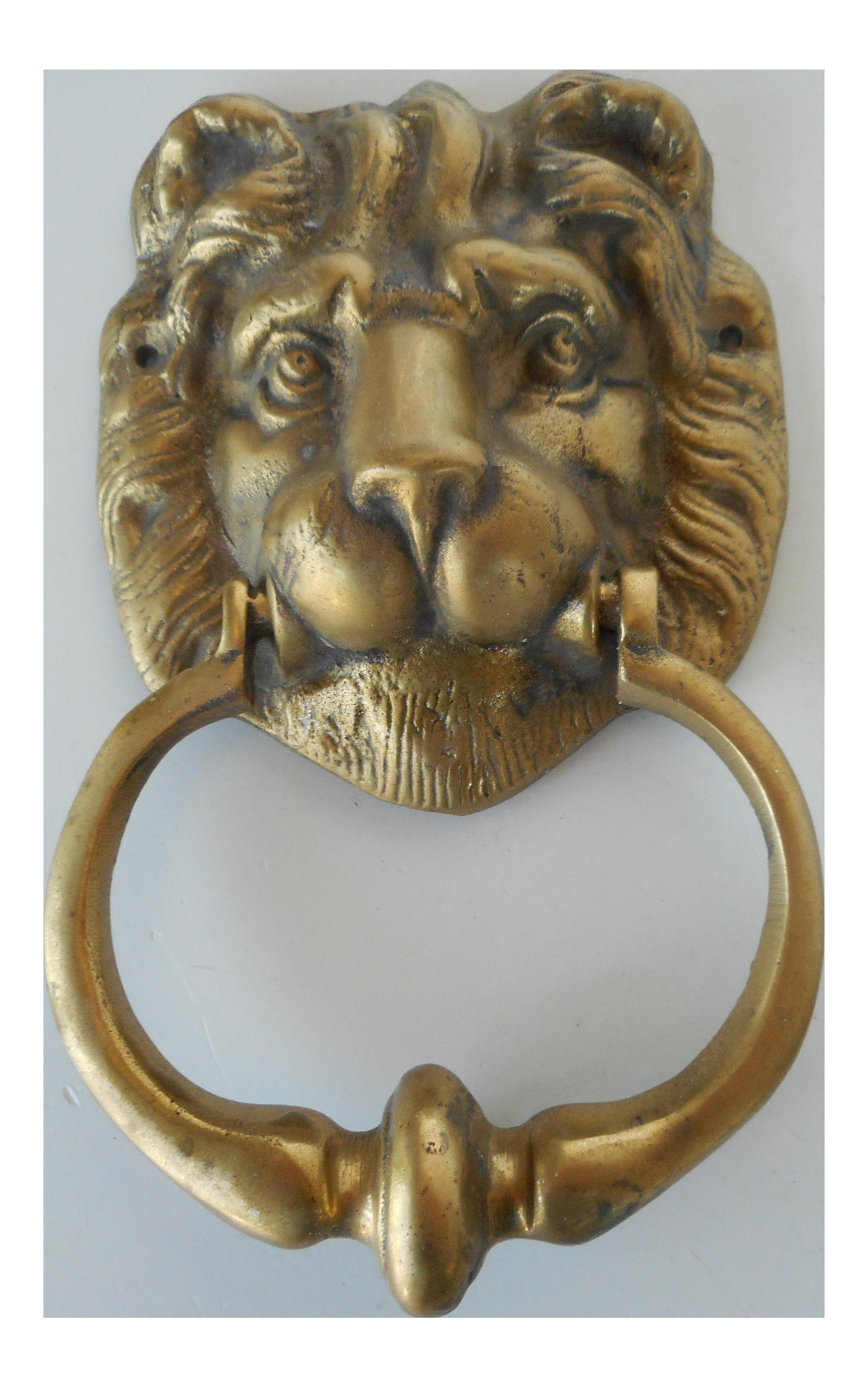 Vintage brass lion head door knocker chairish 2