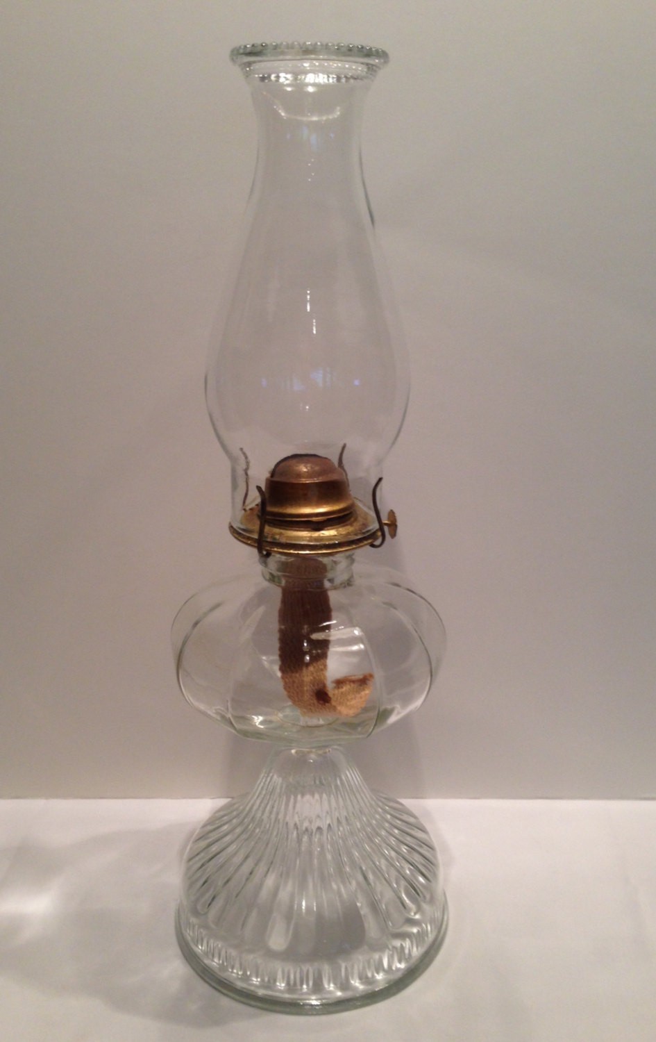 Vintage old fashioned oil lamp kerosene large glass