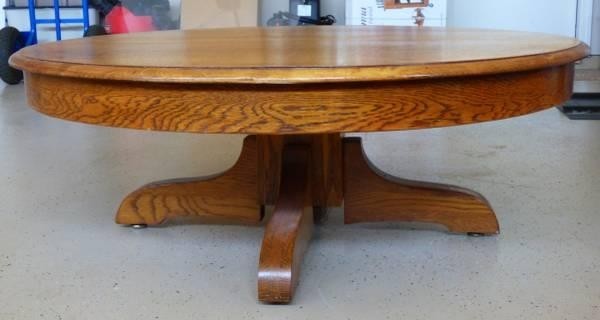 Vintage round oak coffee table 44 inch for sale in