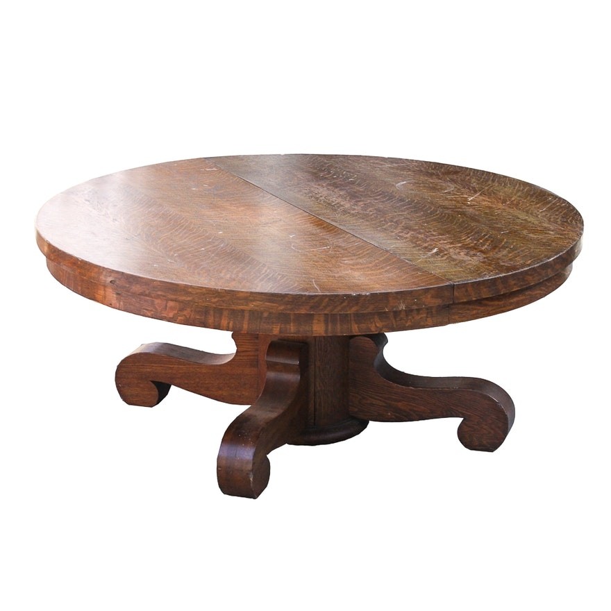 Vintage round oak coffee table ebth