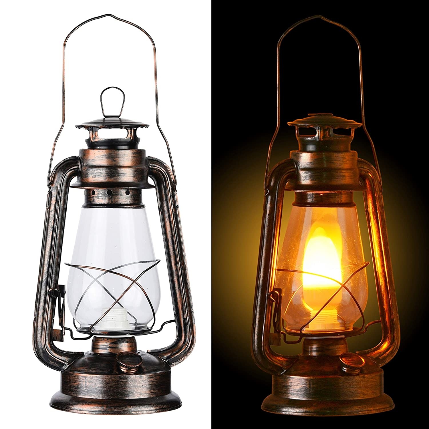 Vintage rustic accent old fashioned electric lantern oil