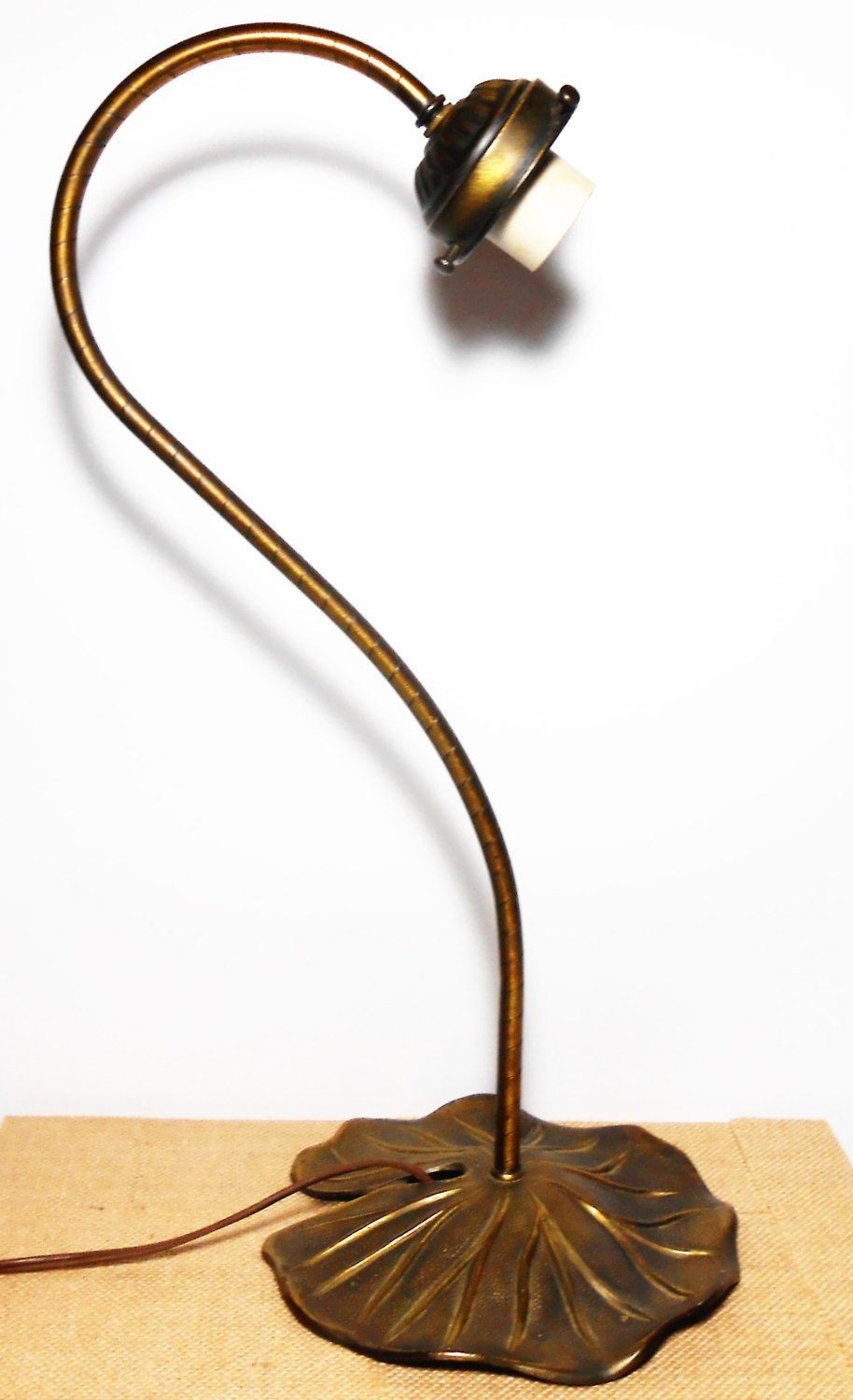 Vintage table lamp brass lily pad desk lamp goose neck