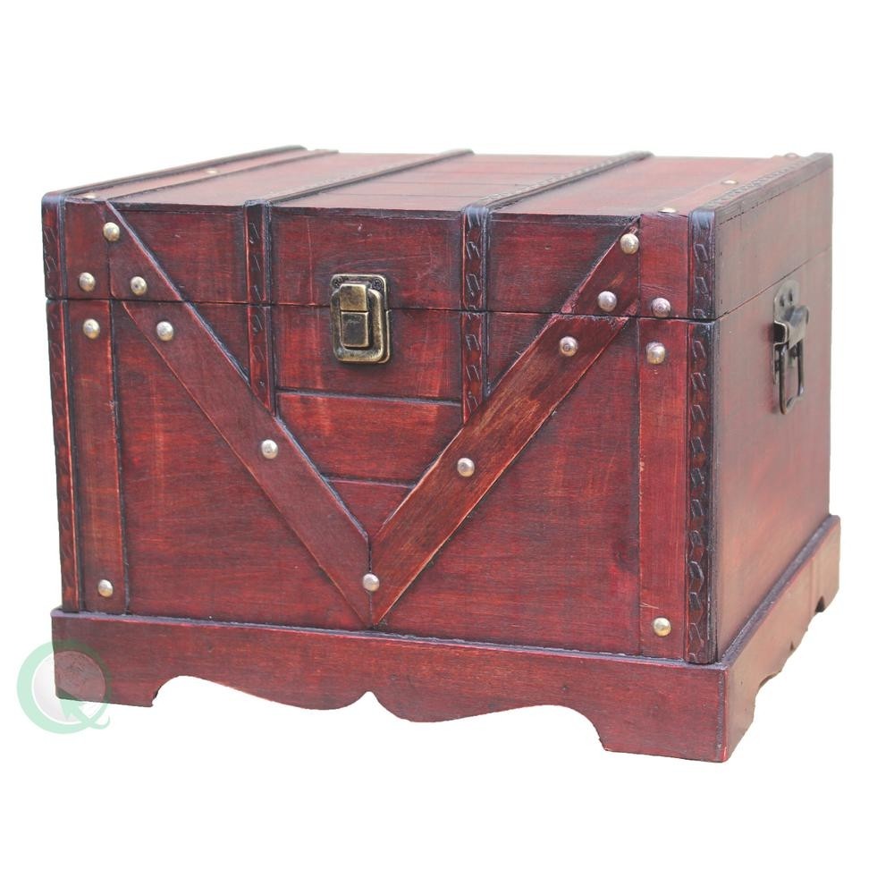 Vintiquewise antique cherry storage trunk qi003027 s the