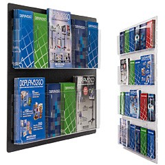 Wall mounted brochure holders acrylic wood and metal