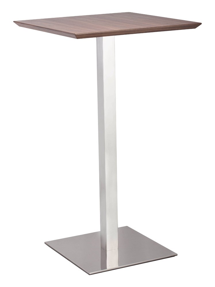 Walter polished stainless steel bar table brown zuri