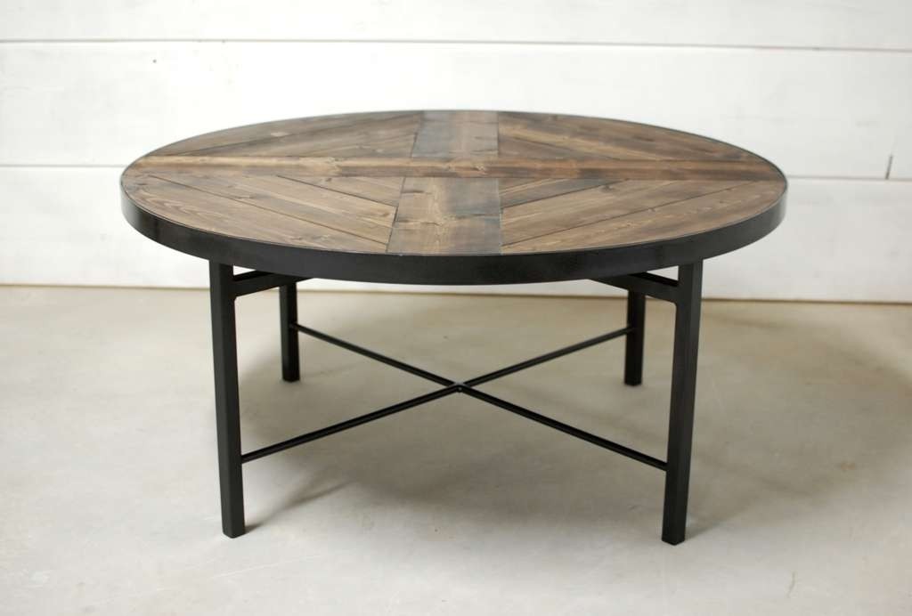 Wellington round industrial wood coffee table o southern