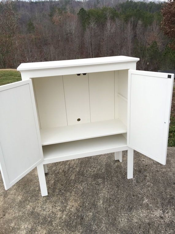 White shabby chic media console rustic tv stand vintage