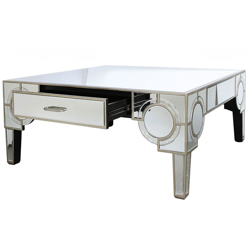 Whittaker antique mirrored coffee table with geometric