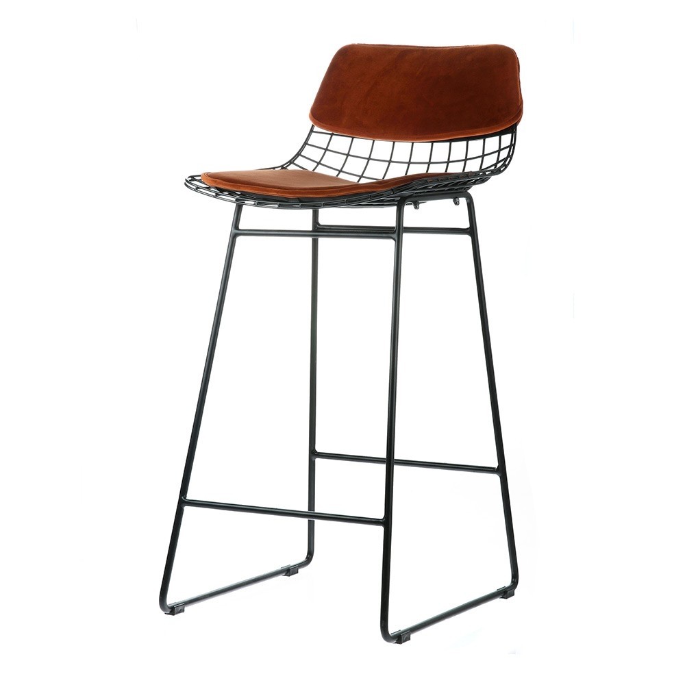 Wire bar stool comfort kit velvet terra hk living