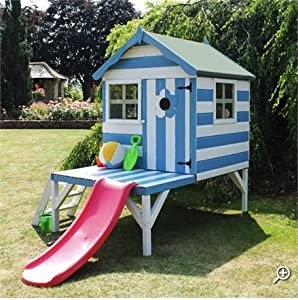 Wooden playhouse with slide 4 x 4ft this outdoor children