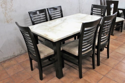 Woodline creation wooden chair dining table with marble