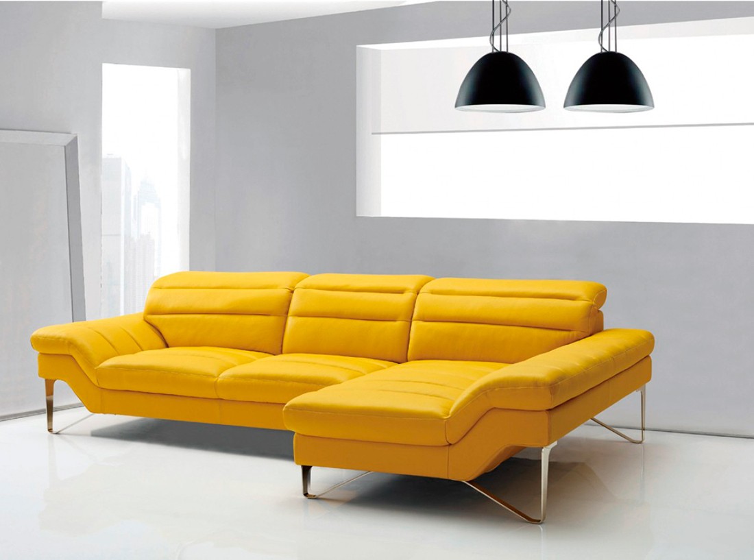 Yellow leather sectional sofa vg994 leather sectionals