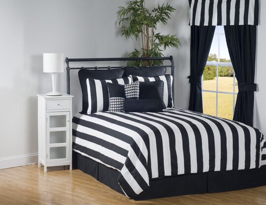 10pc black white modern sleek striped comforter set cal