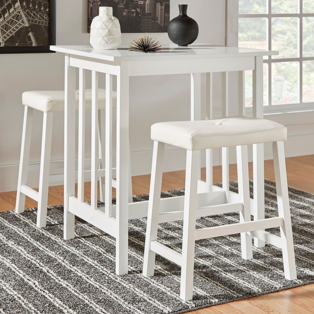 3 piece kitchen table set white counter height dinette