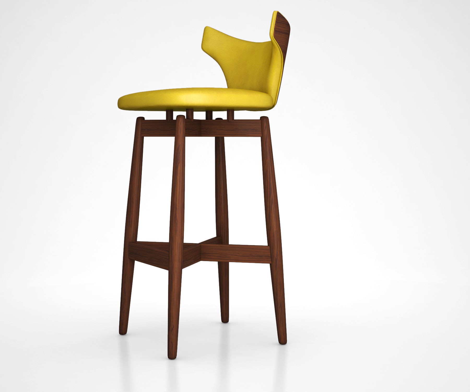 3d walnut swivel bar stool for kodawood cgtrader