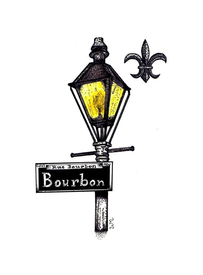 5x7 new orleans french quarter bourbon street sign lamp post