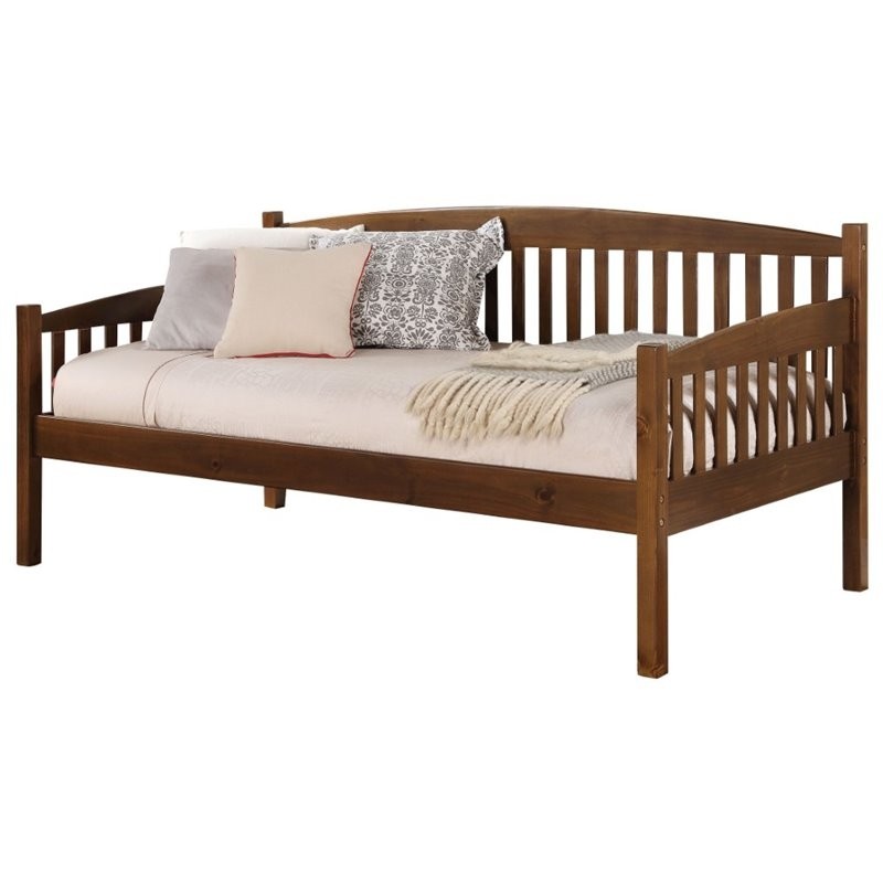 Acme caryn twin wooden mission style daybed in antique oak