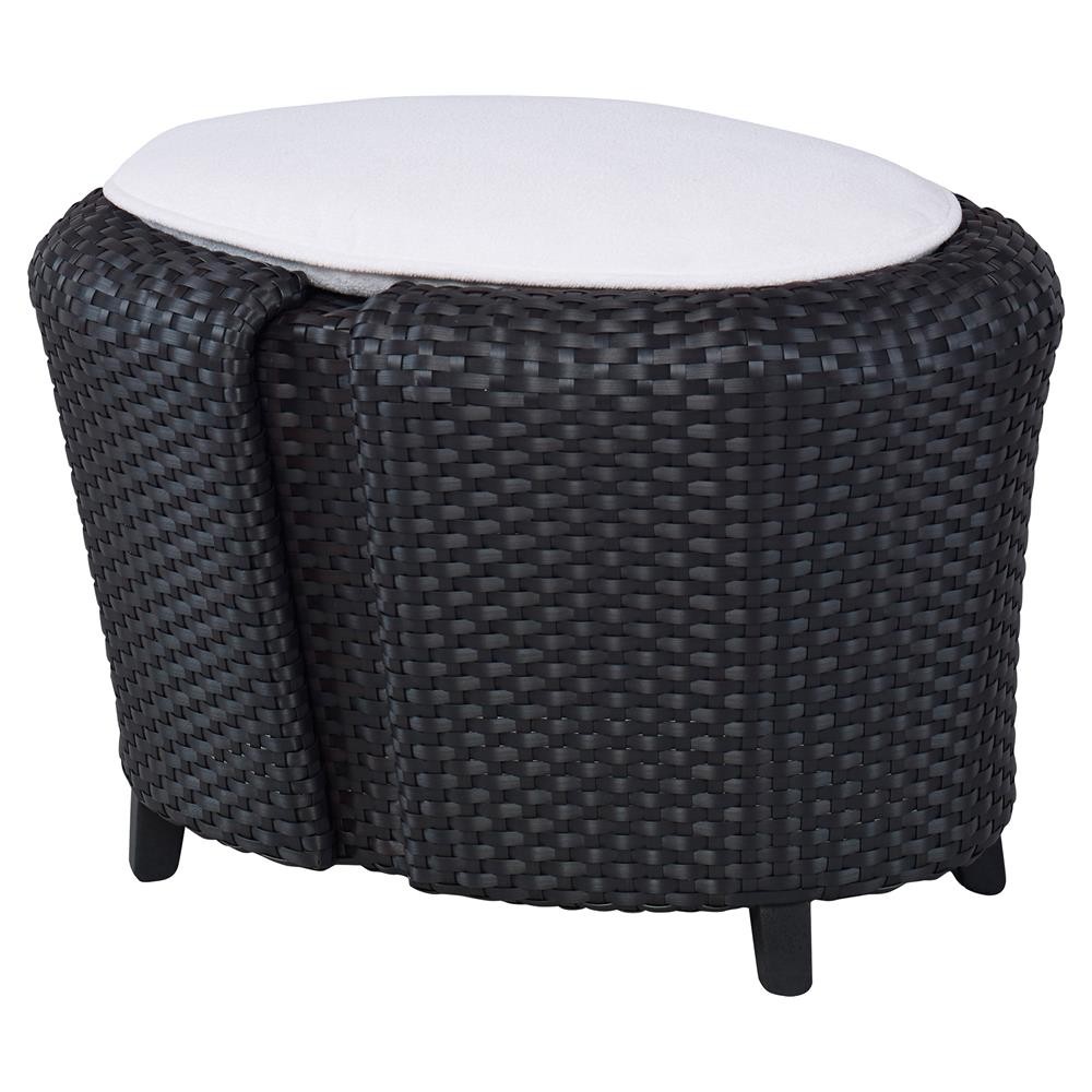 Andy ivory woven black oval outdoor ottoman kathy kuo home