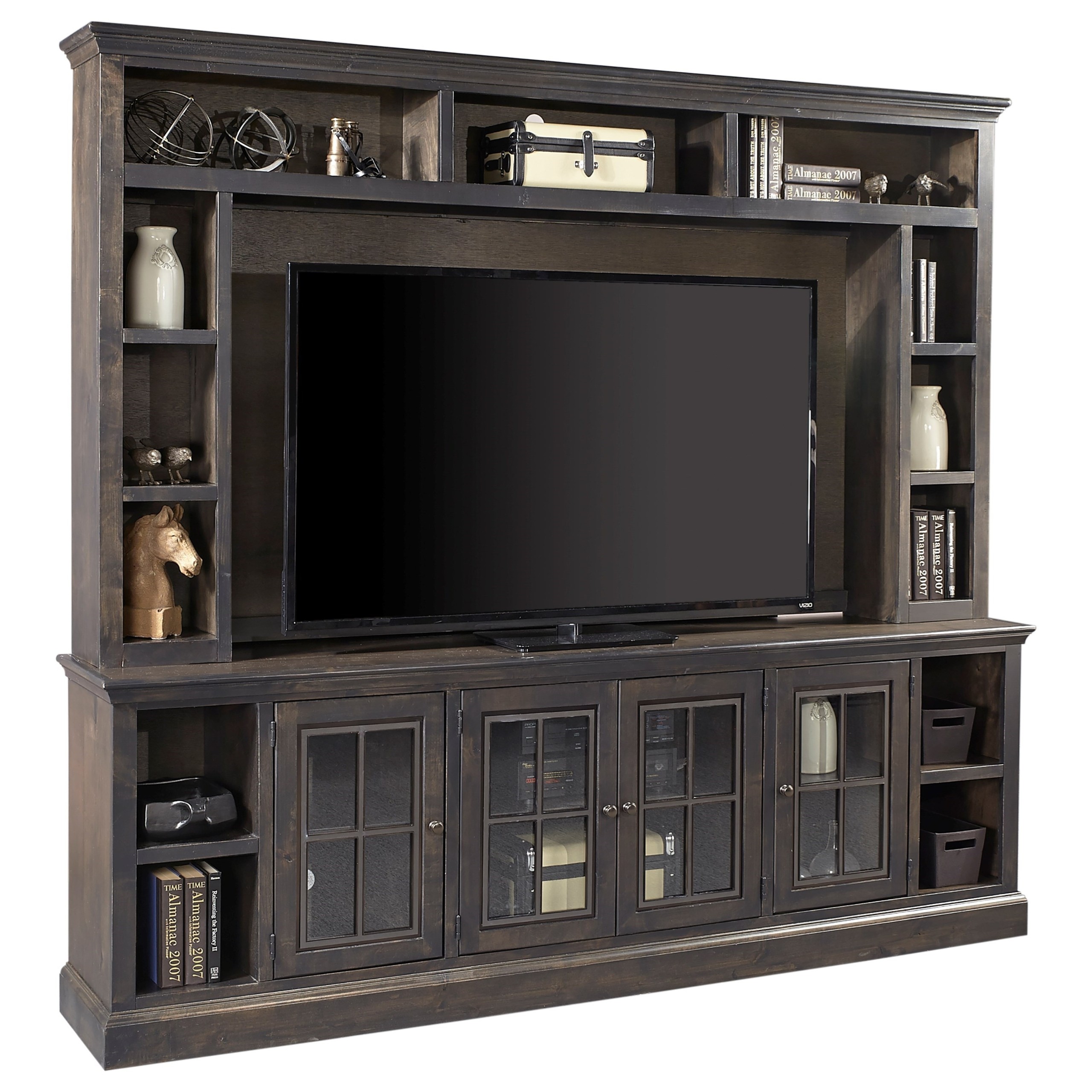 Aspenhome churchill 96 tv console and hutch with 4 doors