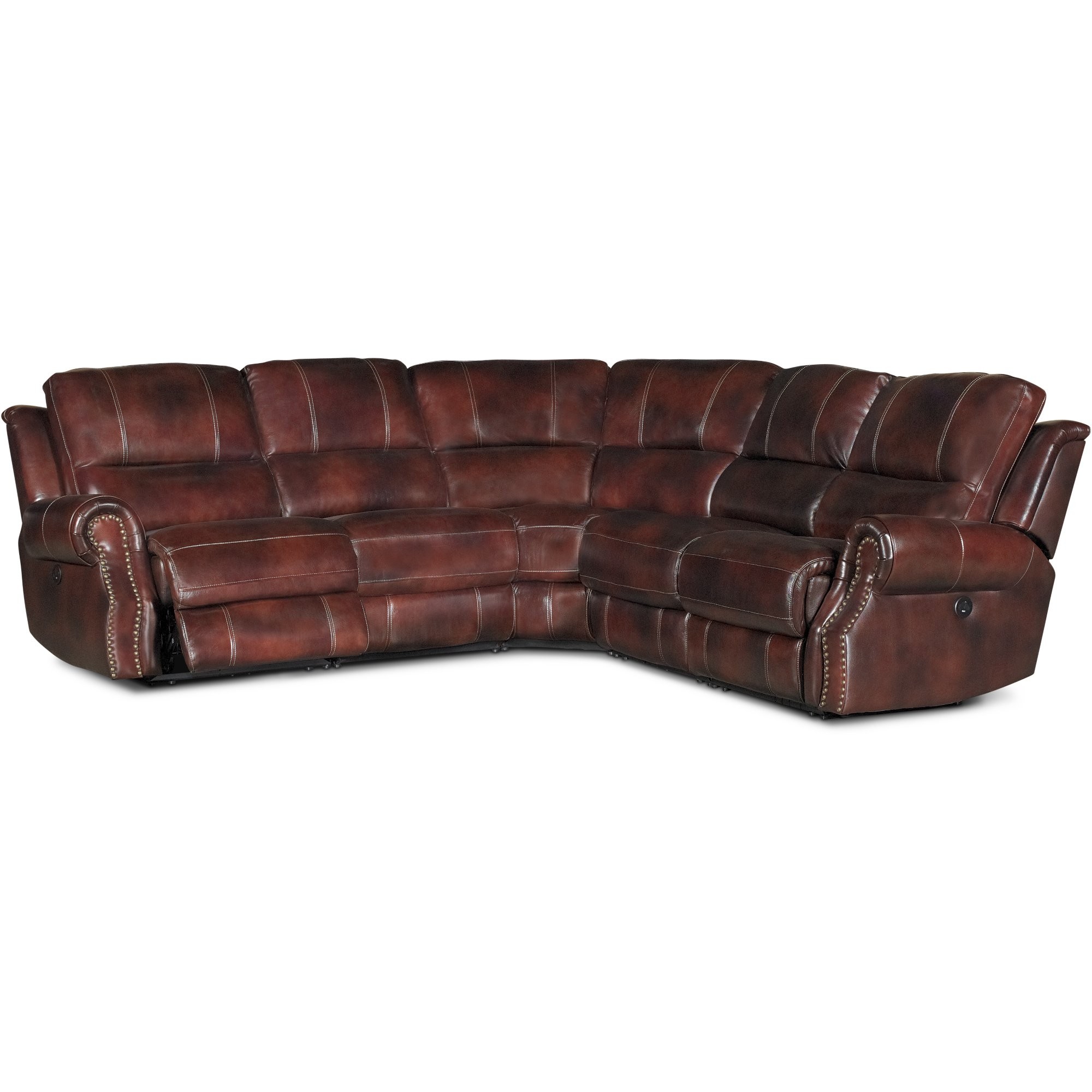 Auburn leather match 5 piece power reclining sectional