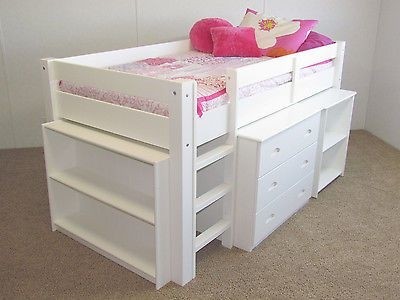 Best price beautiful white twin low loft bed with desk