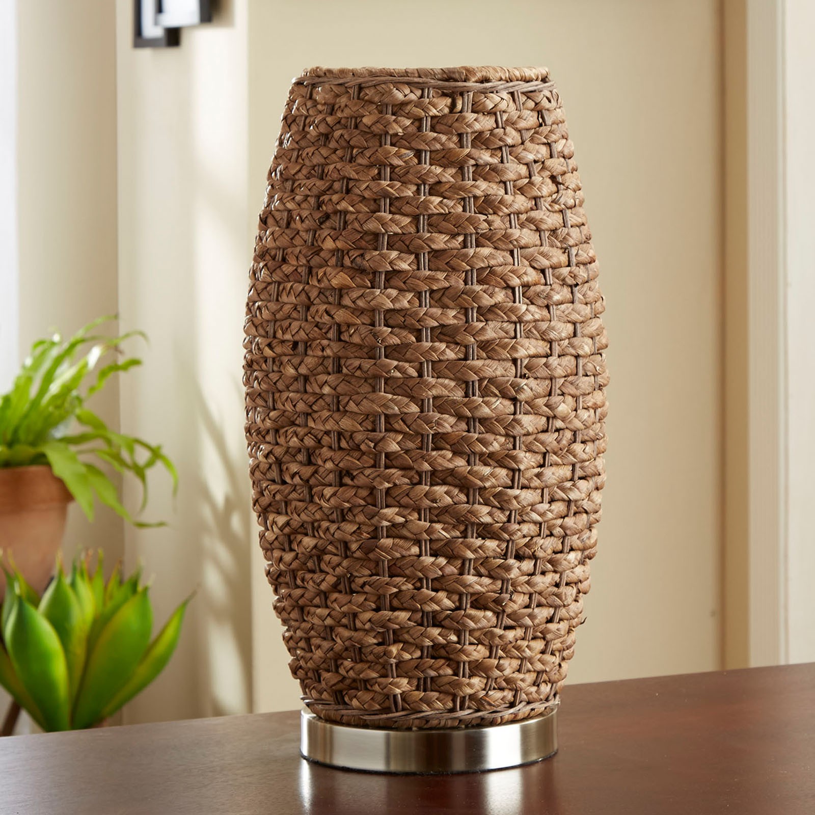 Better homes and gardens rattan cylinder uplight table