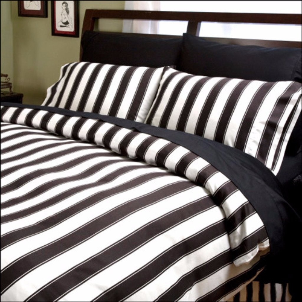 Black and white striped comforter by sin in linen