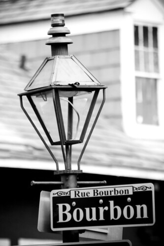 Bourbon street sign bourbon street sign and lamp post in