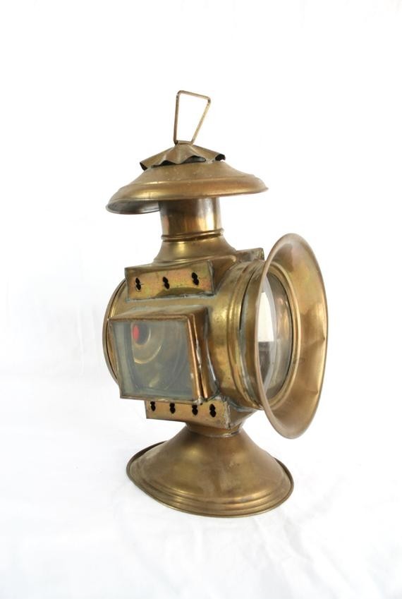 Brass signal light lamp old railroad lantern train decor