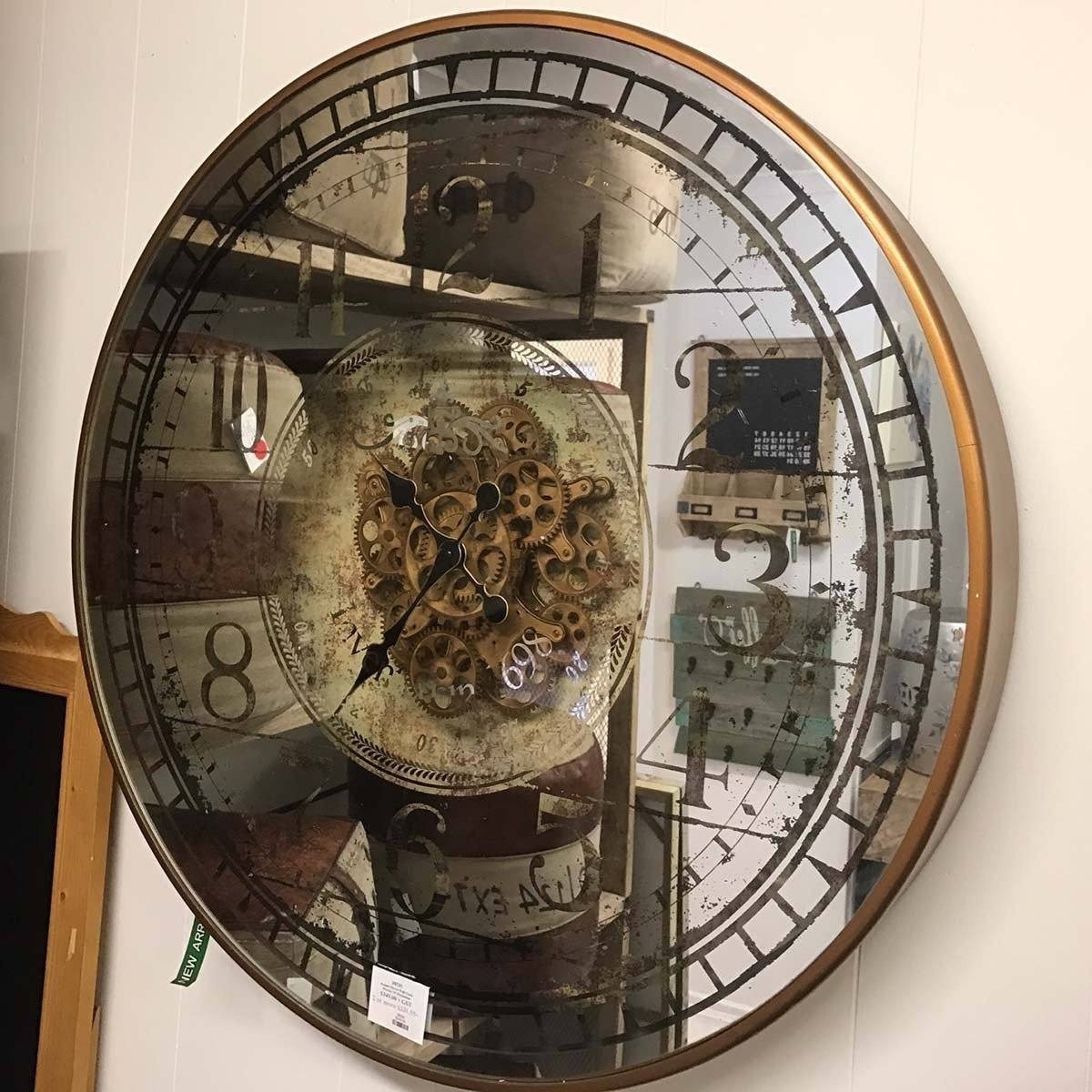 Buy large round mirror moving cogs wall clock 82cm online