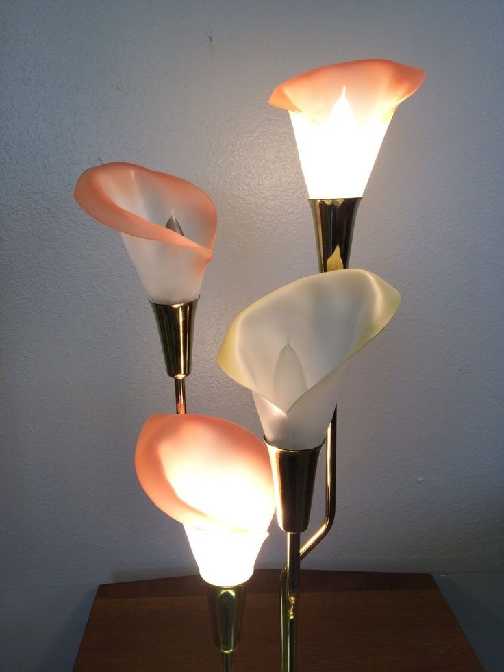 Calla lilies lamp mid century modern brass beauty with 4
