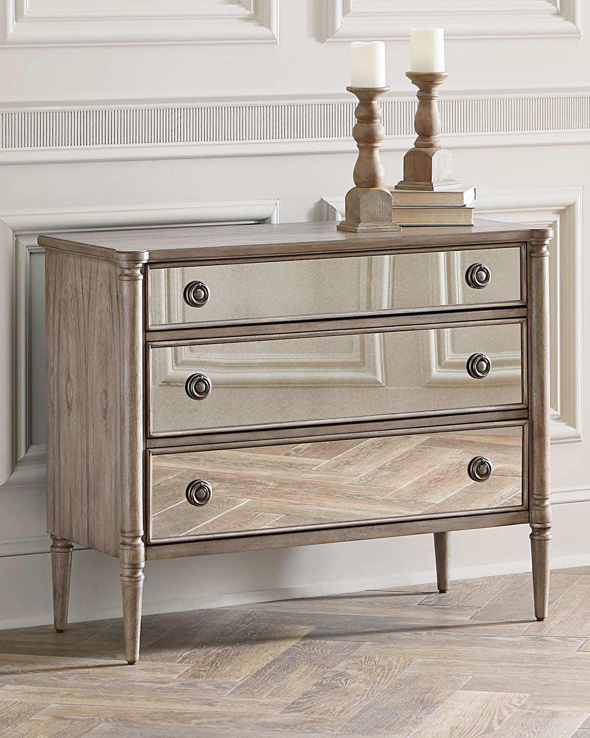 Cecile mirrored three drawer chest neiman marcus