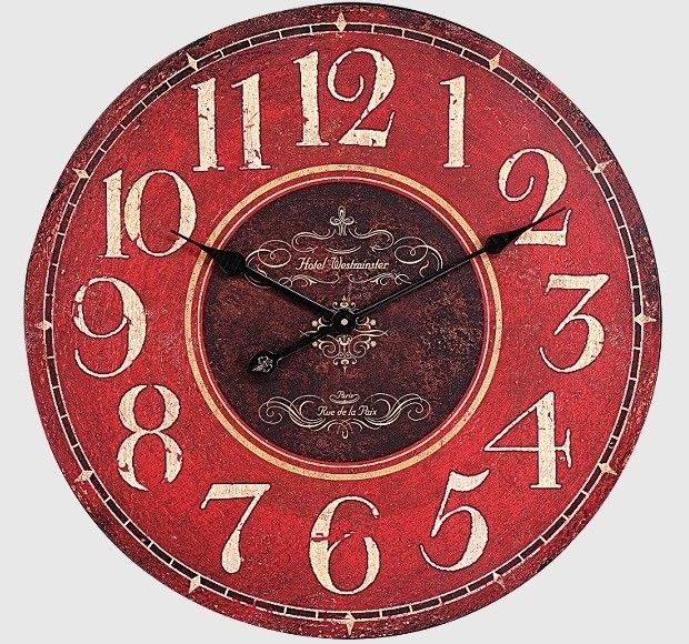 Clocks decor objects large round red wall clock decor
