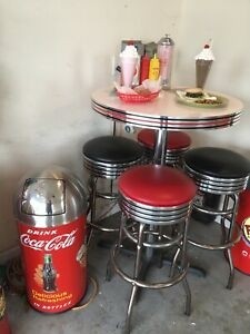 Coca cola ice cold soda pop high table malt shop