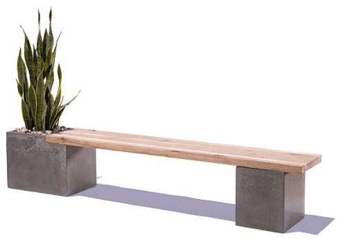 Concrete wood planter bench by tao concrete modern