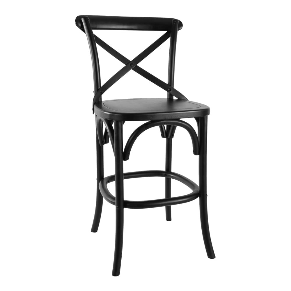 Cross back bentwood stool in black