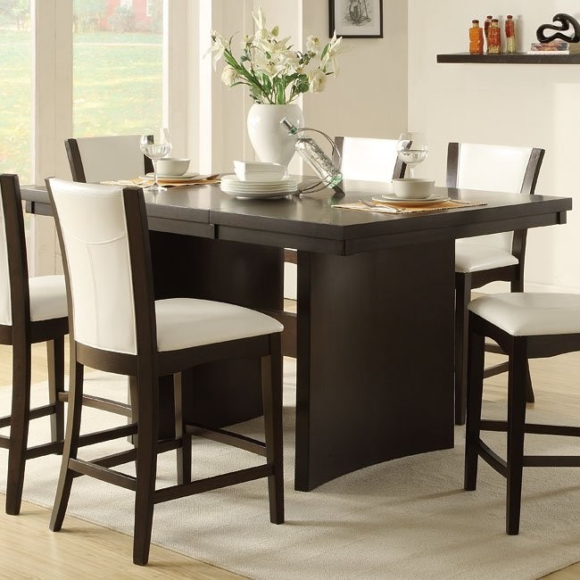 Daisy counter height dining room set with white chairs by