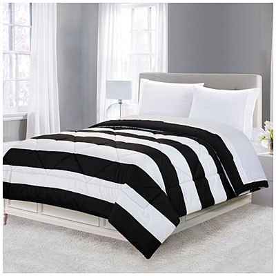 Dan river r full queen black stripe reversible comforter