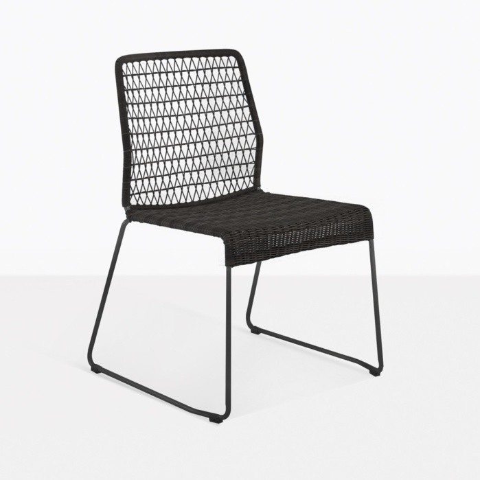 Edge black wicker dining side chair restaurant seating